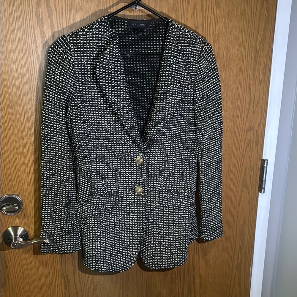 Black and White Blazer with Gold Buttons